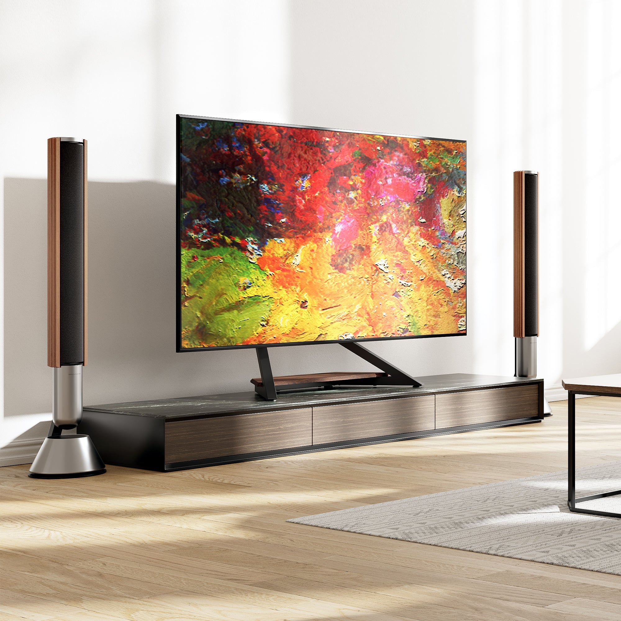 ロータイプ 55~88インチ 壁寄せ キャスター付き可能 高さ調節 首振り可能 大型テレビ向け 安定性 エッフェルタワーシリーズ