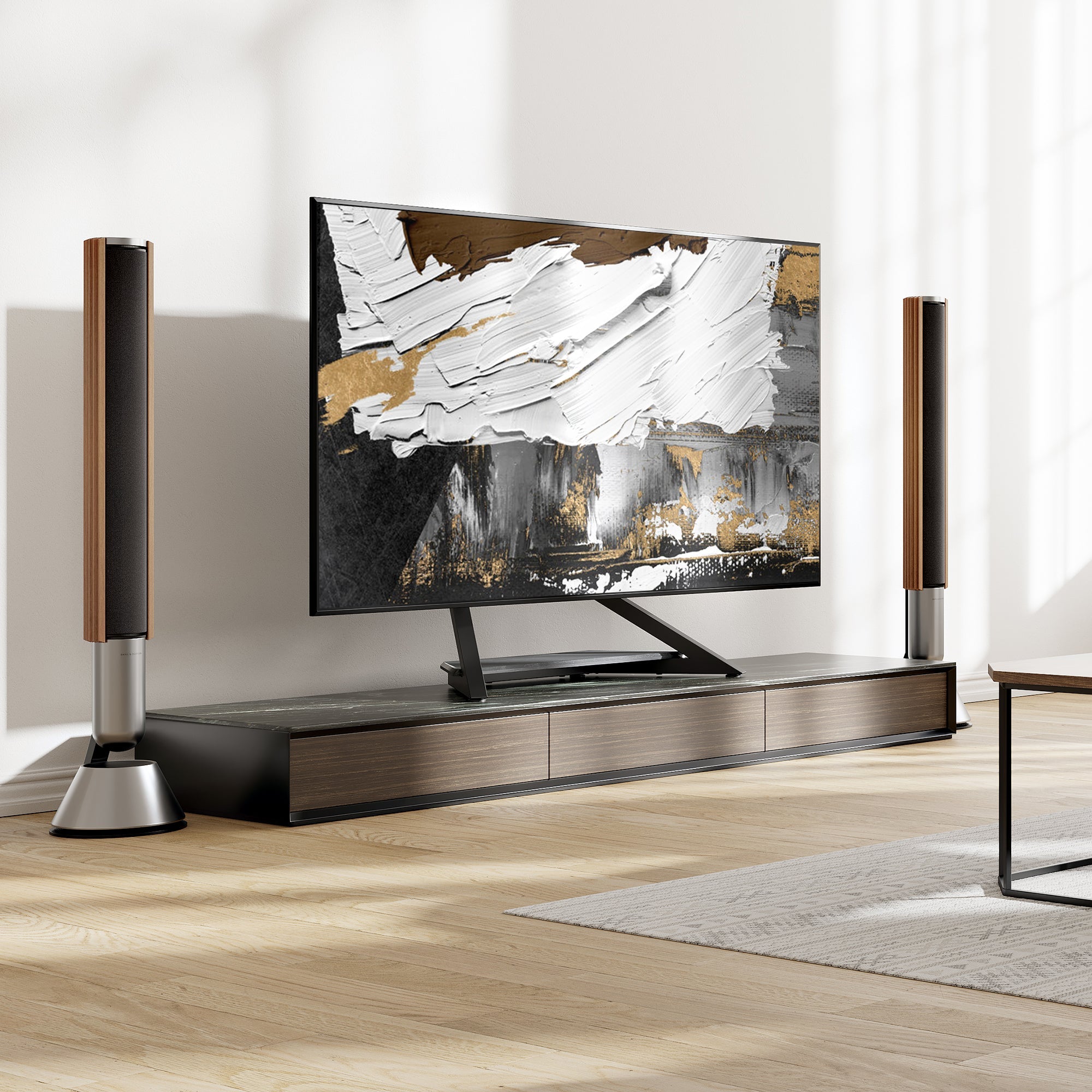 ロータイプ 55~88インチ 壁寄せ キャスター付き可能 高さ調節 首振り可能 大型テレビ向け 安定性 エッフェルタワーシリーズ